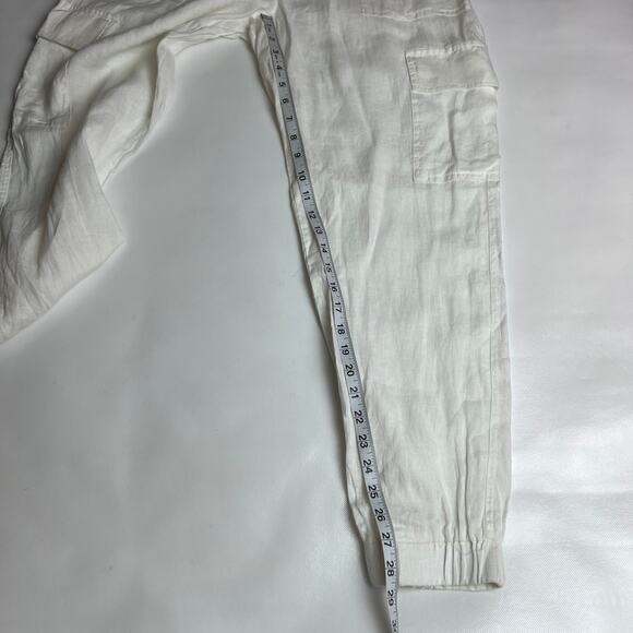 Magaschoni Womens Linen Utility Cargo Pockets Elastic Waist Drawstring Pants - Picture 15 of 15